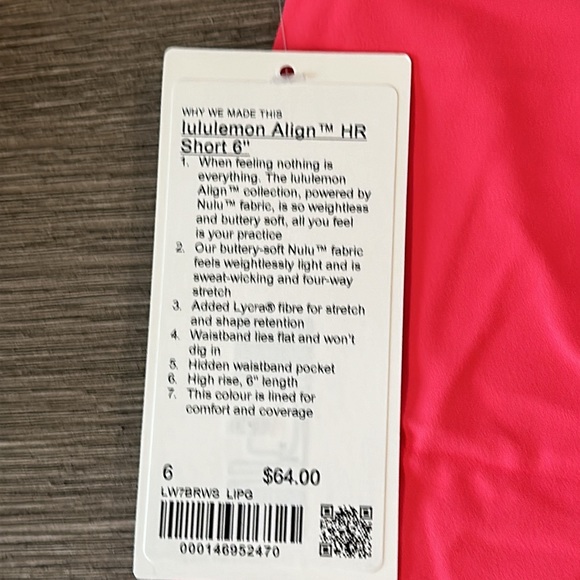 Lululemon Align High-Rise Short 6" Lip Gloss NWT SIZE 6 shorts 💄 - Picture 3 of 6